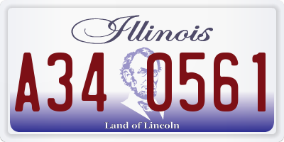 IL license plate A340561