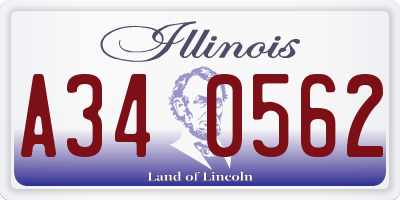 IL license plate A340562