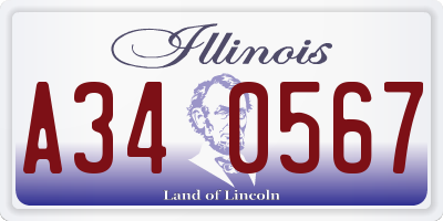 IL license plate A340567