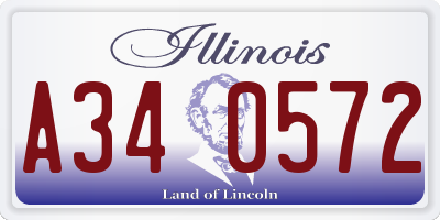 IL license plate A340572