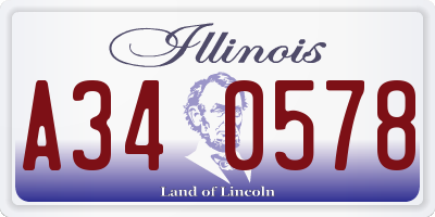 IL license plate A340578