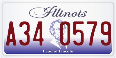 IL license plate A340579