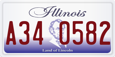 IL license plate A340582