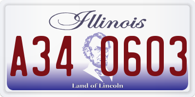IL license plate A340603