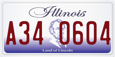 IL license plate A340604