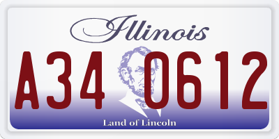 IL license plate A340612
