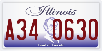 IL license plate A340630