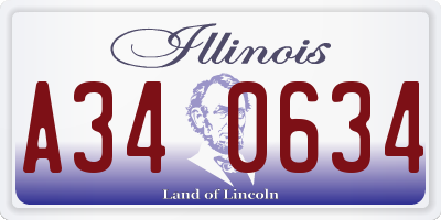 IL license plate A340634