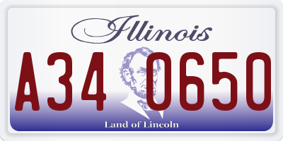 IL license plate A340650
