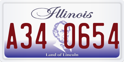 IL license plate A340654