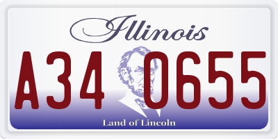 IL license plate A340655