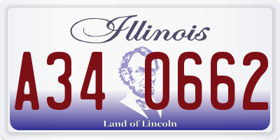 IL license plate A340662
