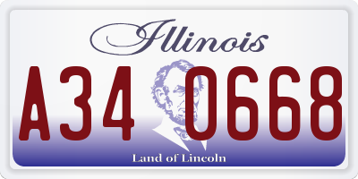IL license plate A340668