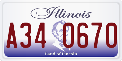 IL license plate A340670