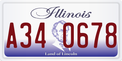 IL license plate A340678