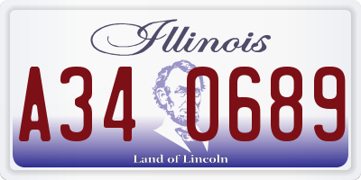 IL license plate A340689
