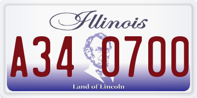 IL license plate A340700