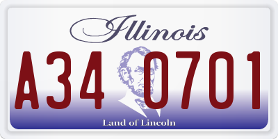 IL license plate A340701