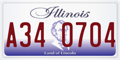 IL license plate A340704