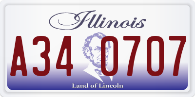 IL license plate A340707