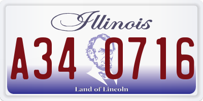 IL license plate A340716