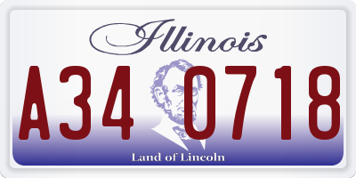 IL license plate A340718