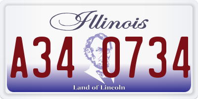 IL license plate A340734