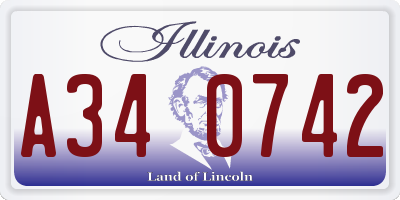 IL license plate A340742