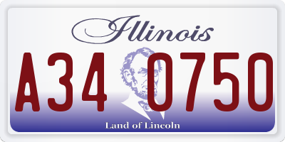 IL license plate A340750