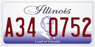 IL license plate A340752