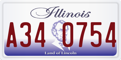 IL license plate A340754