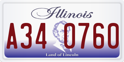 IL license plate A340760