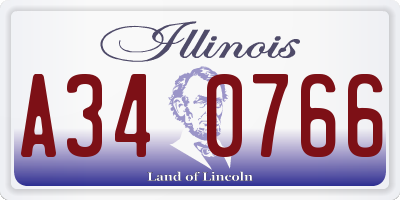 IL license plate A340766