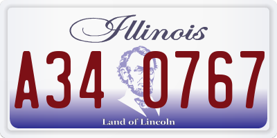 IL license plate A340767