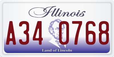 IL license plate A340768
