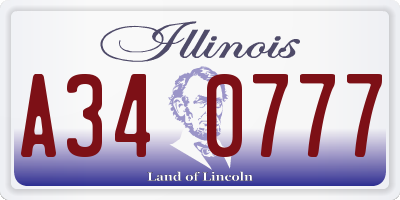 IL license plate A340777