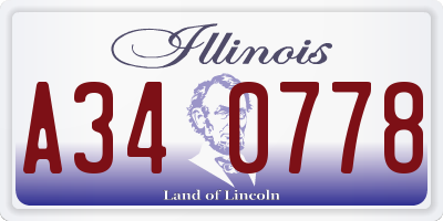 IL license plate A340778