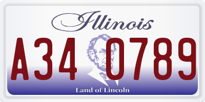 IL license plate A340789