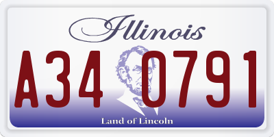 IL license plate A340791