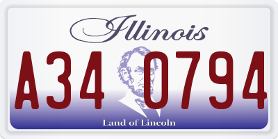 IL license plate A340794