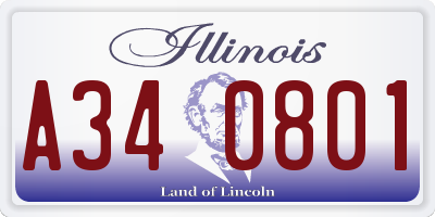 IL license plate A340801
