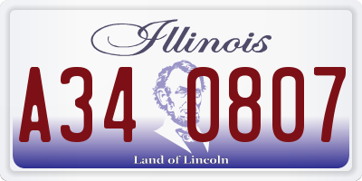 IL license plate A340807