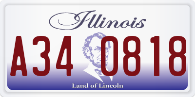 IL license plate A340818