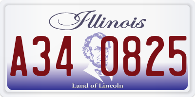 IL license plate A340825
