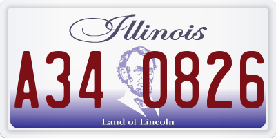 IL license plate A340826
