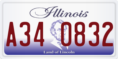 IL license plate A340832