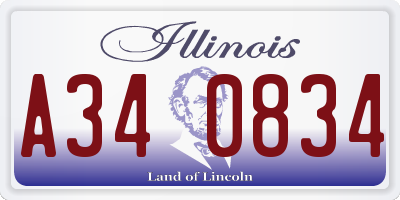 IL license plate A340834