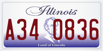 IL license plate A340836