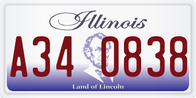 IL license plate A340838