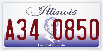IL license plate A340850